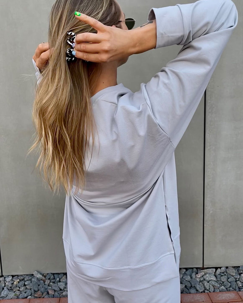 Basic oversized sweatshirt & sweatpants set - Light grey