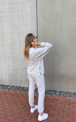 Basic oversized sweatshirt & sweatpants set - Light grey