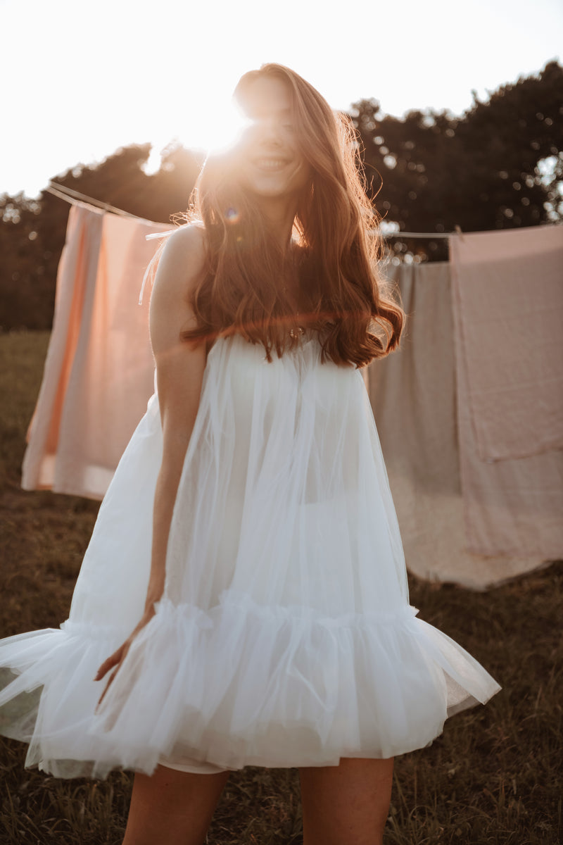 Warm Winds tulle dress in white