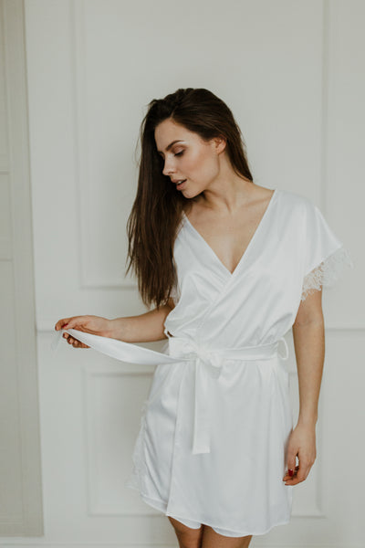 'Marshmallow' robe in white – Sugar Skin
